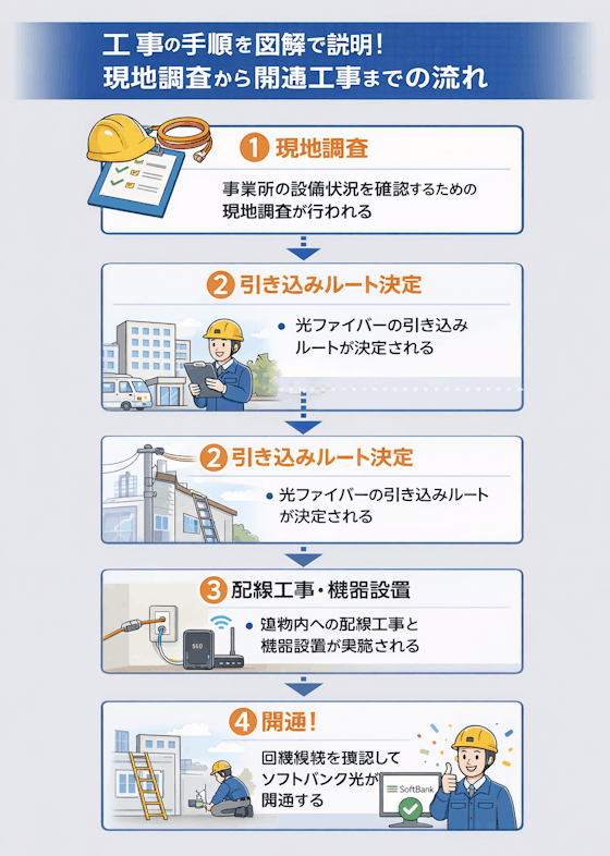 ソフトバンク光の法人回線開通までの流れ